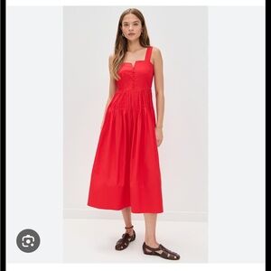 THE GREAT. Midi Dress with Square Notch Neck